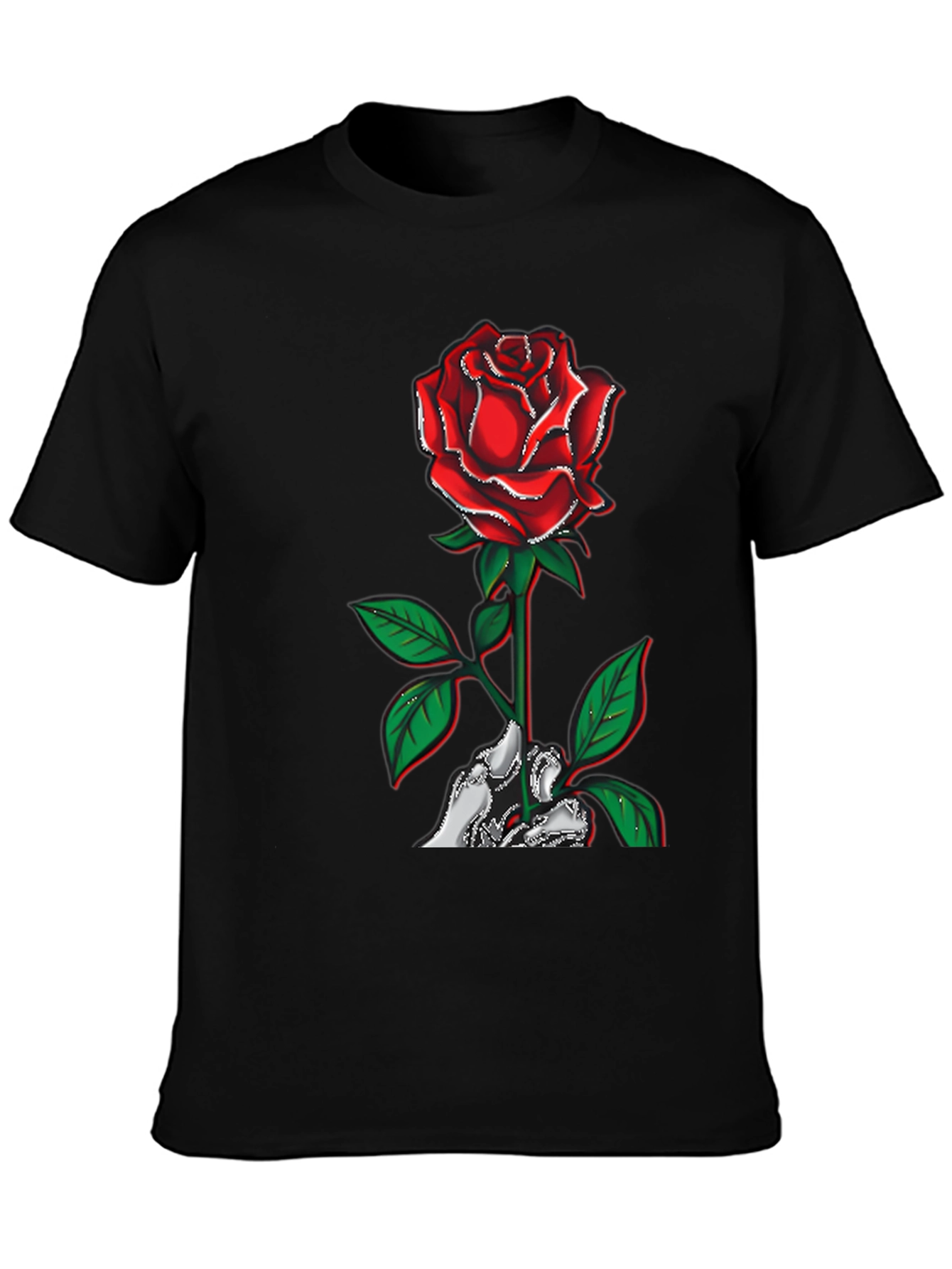 Rose Skeleton Hand Graphic T-Shirt