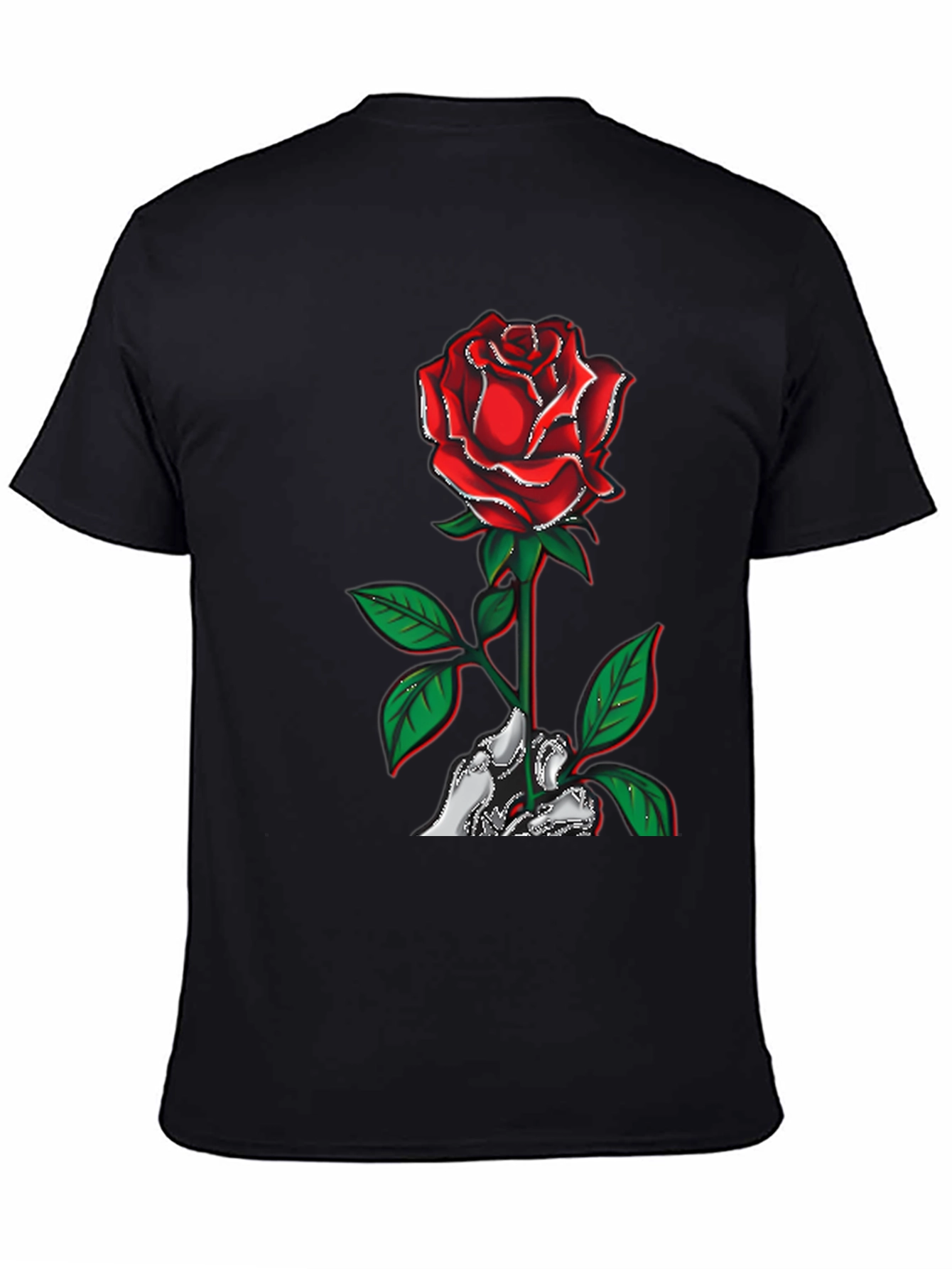 Rose Skeleton Hand Graphic T-Shirt