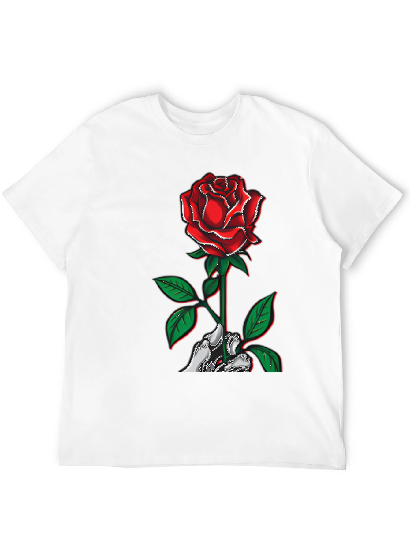 Rose Skeleton Hand Graphic T-Shirt