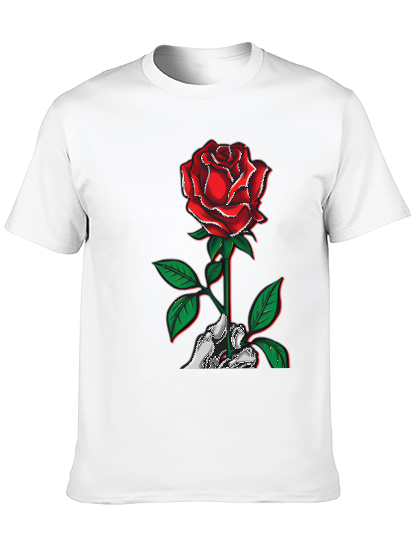 Rose Skeleton Hand Graphic T-Shirt