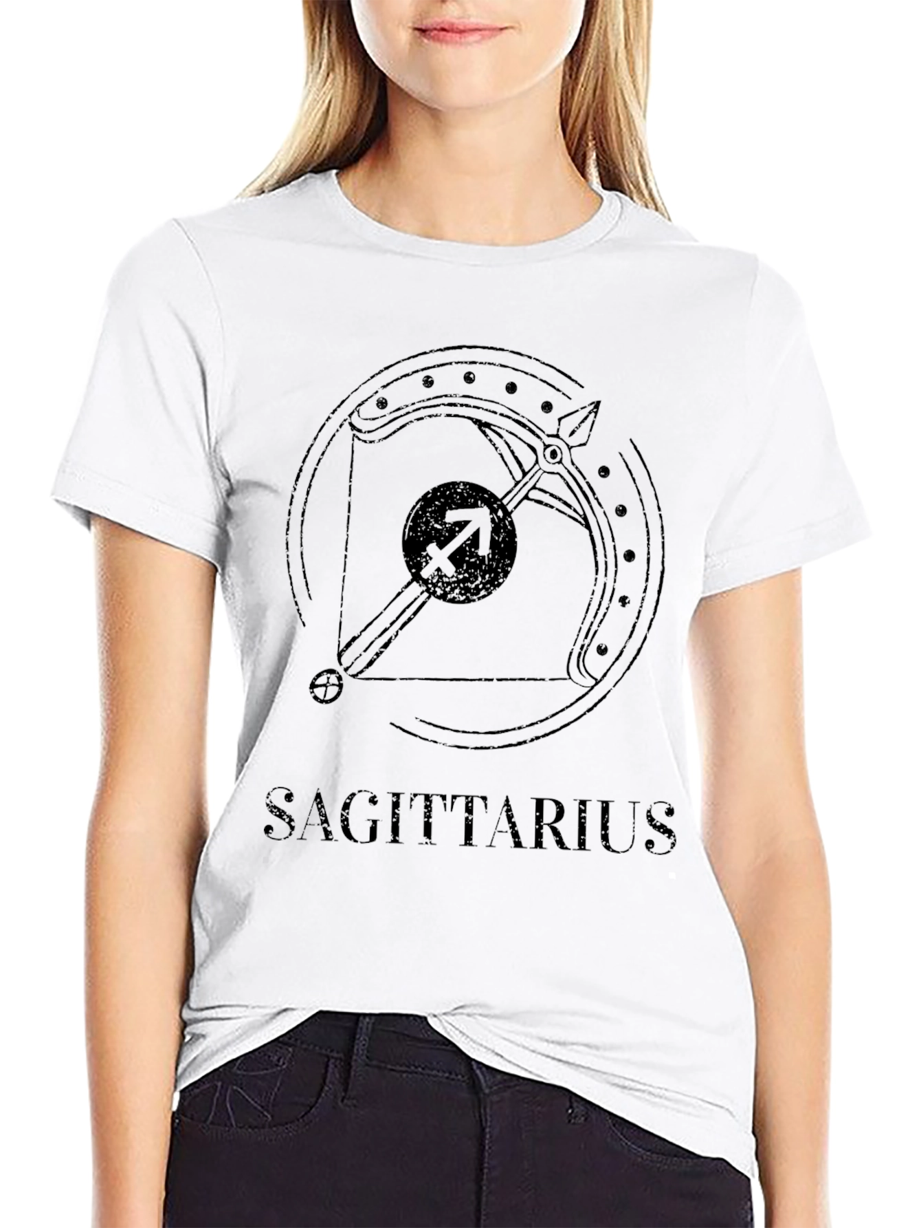 Sagittarius Zodiac Sign Graphic Tee - Black Cotton