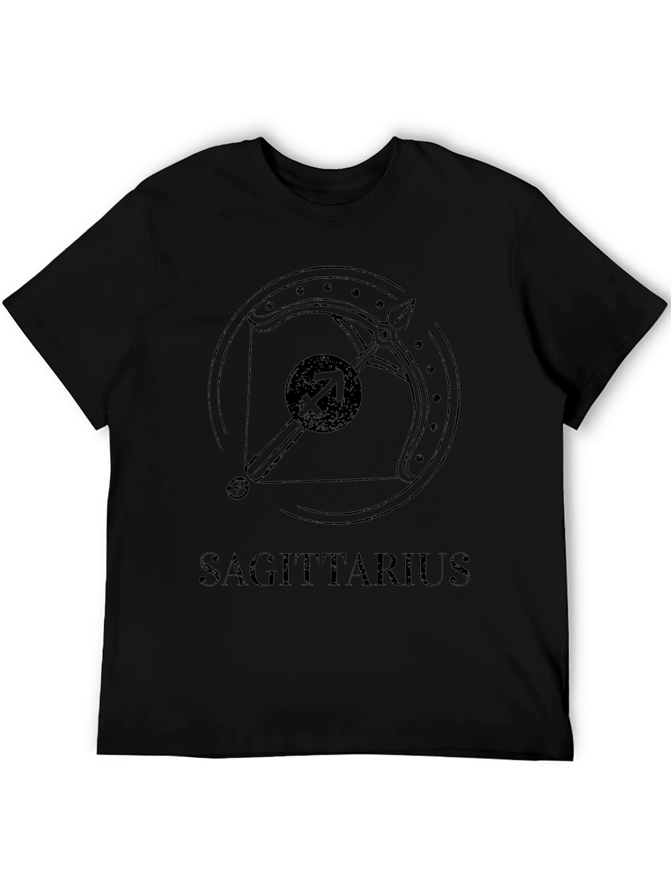 Sagittarius Zodiac Sign Graphic Tee - Black Cotton