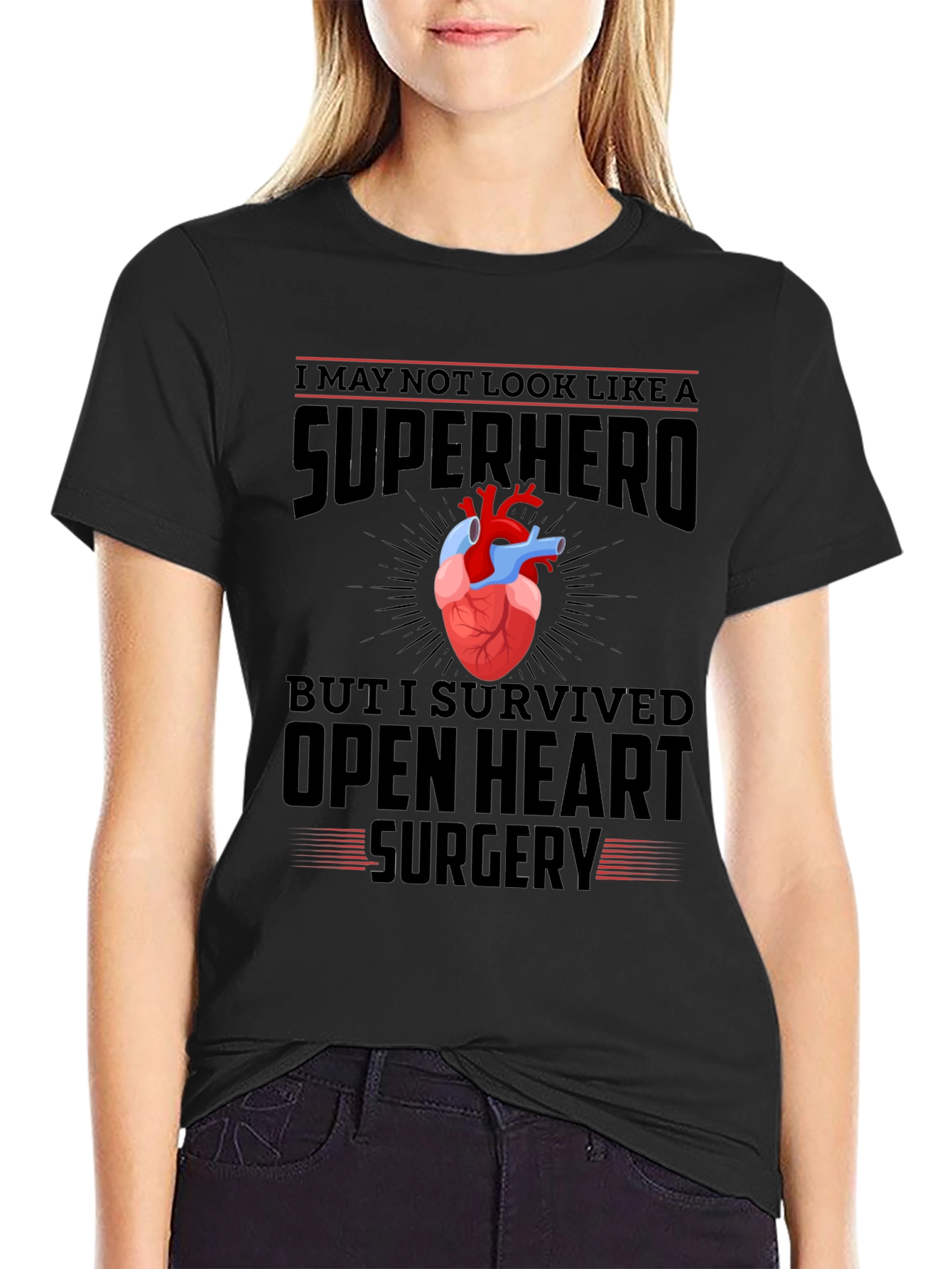Open Heart Surgery Survivor Superhero T-Shirt