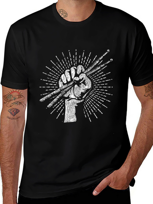 Drummer Fist Graphic T-Shirt - Music Lover Tee