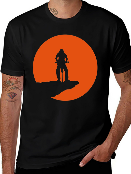Mountain Biker Silhouette Graphic Tee - Black