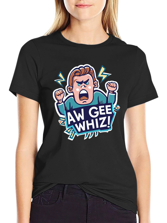 Aw Gee Whiz! Cartoon Graphic Black T-Shirt