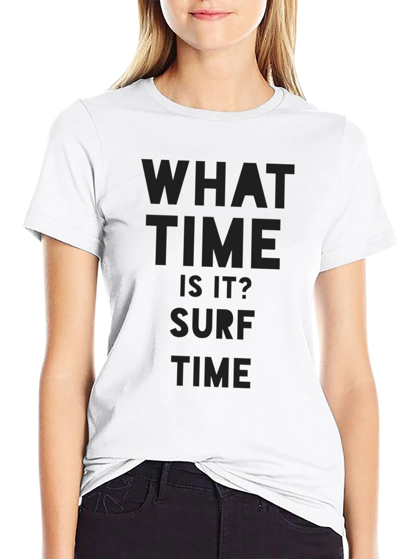 Surf Time T-Shirt - Black Crew Neck Tee