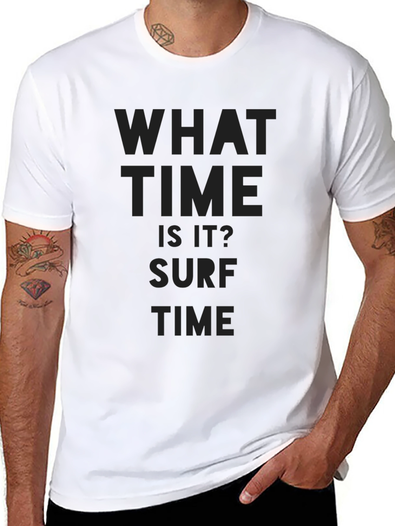 Surf Time T-Shirt - Black Crew Neck Tee