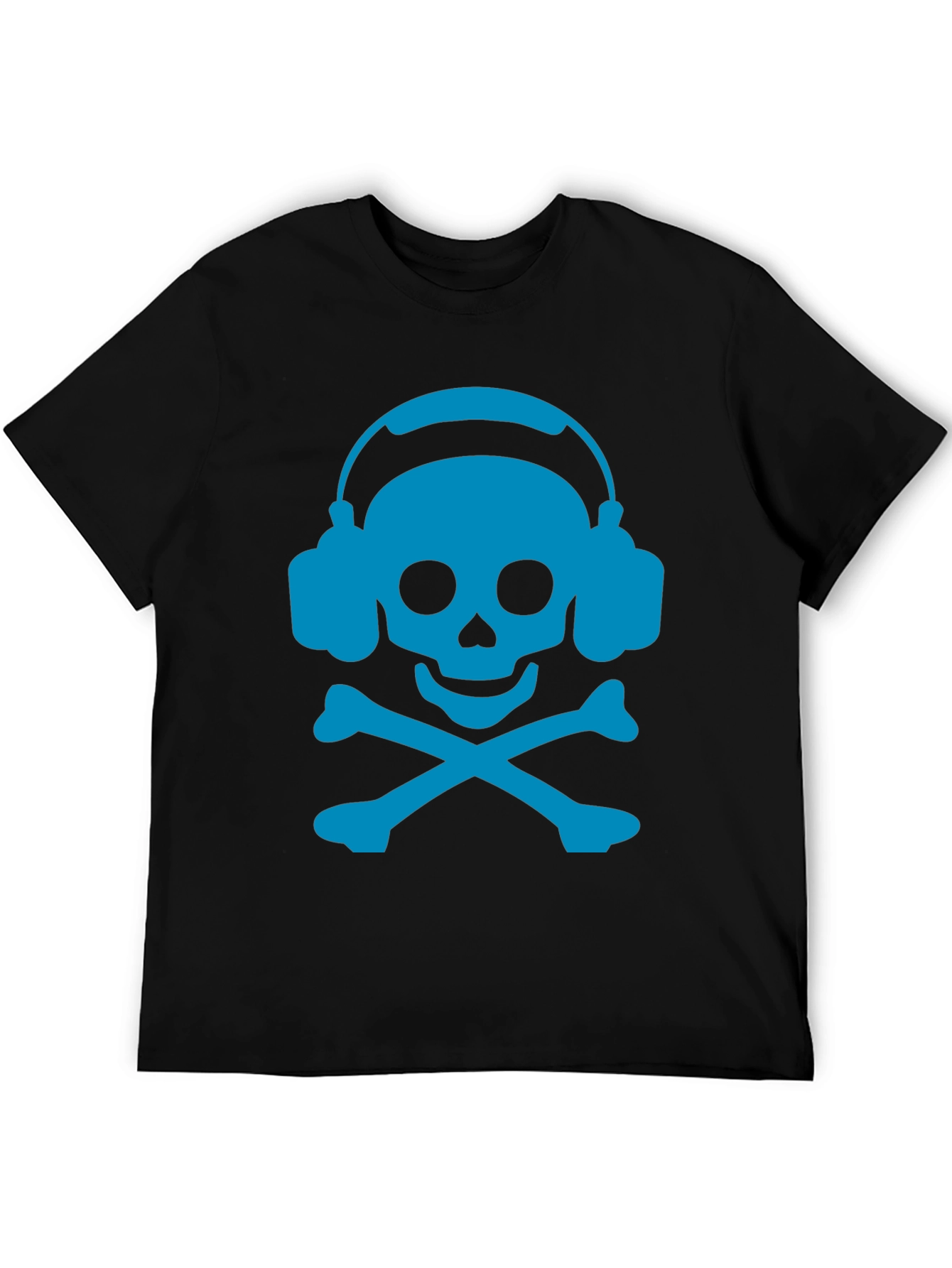 Skull & Crossbones Headphones T-Shirt - Black