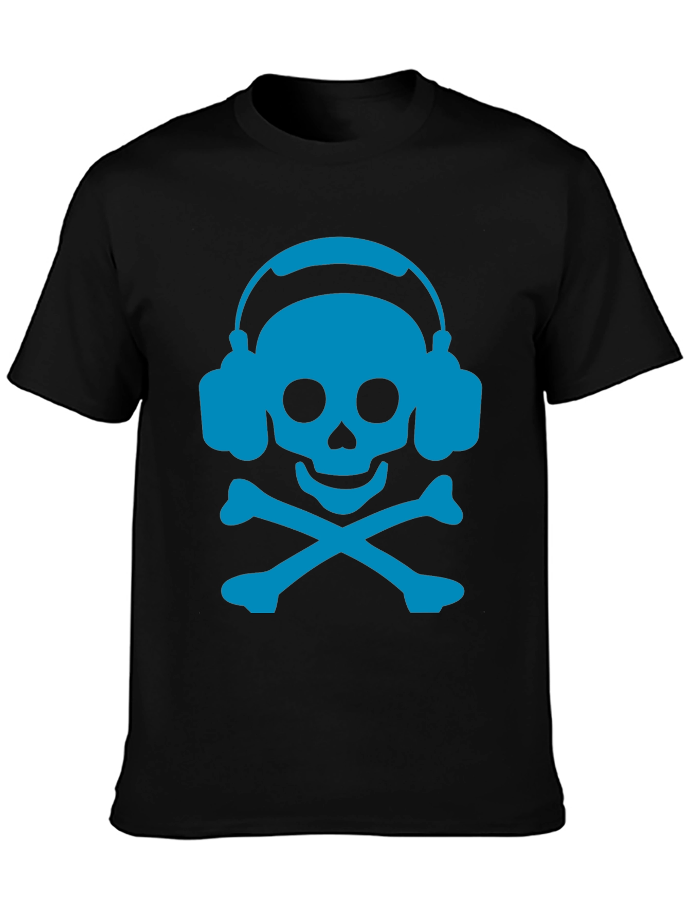Skull & Crossbones Headphones T-Shirt - Black