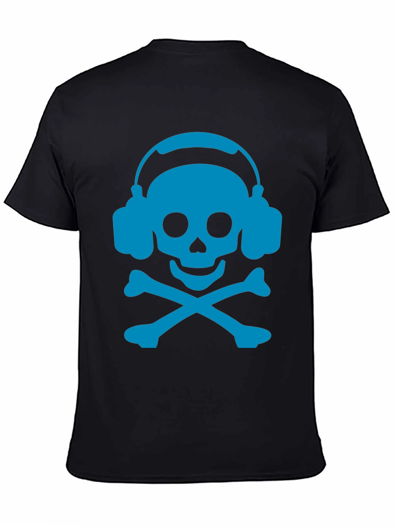 Skull & Crossbones Headphones T-Shirt - Black