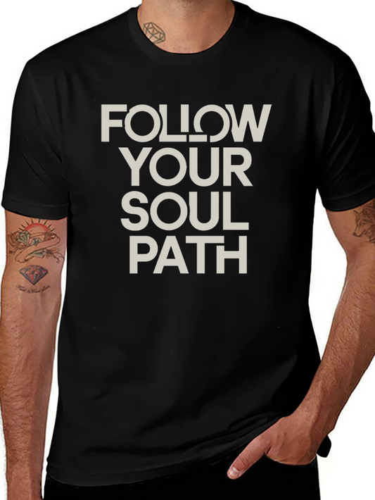 Follow Your Soul Path Black Graphic T-Shirt