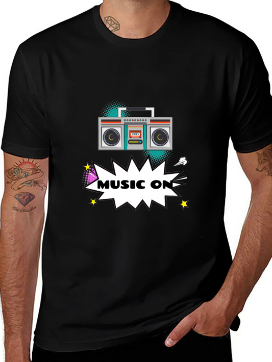 Retro Boombox Music On Graphic T-Shirt