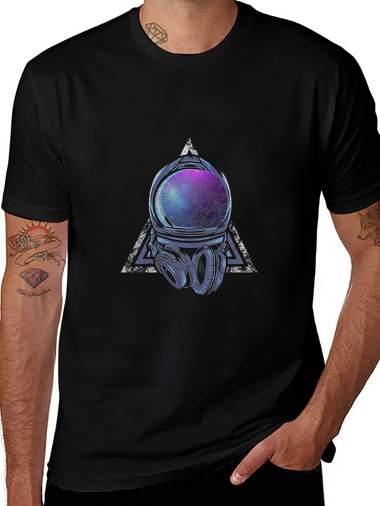 Astronaut Helmet Graphic Tee - Cosmic Vibes