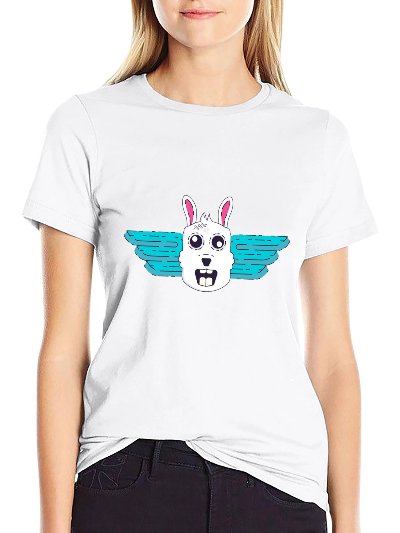 Winged Rabbit Graphic Tee - Black Unisex T-Shirt