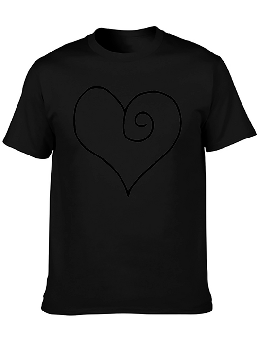 Heart Spiral Graphic Black T-Shirt