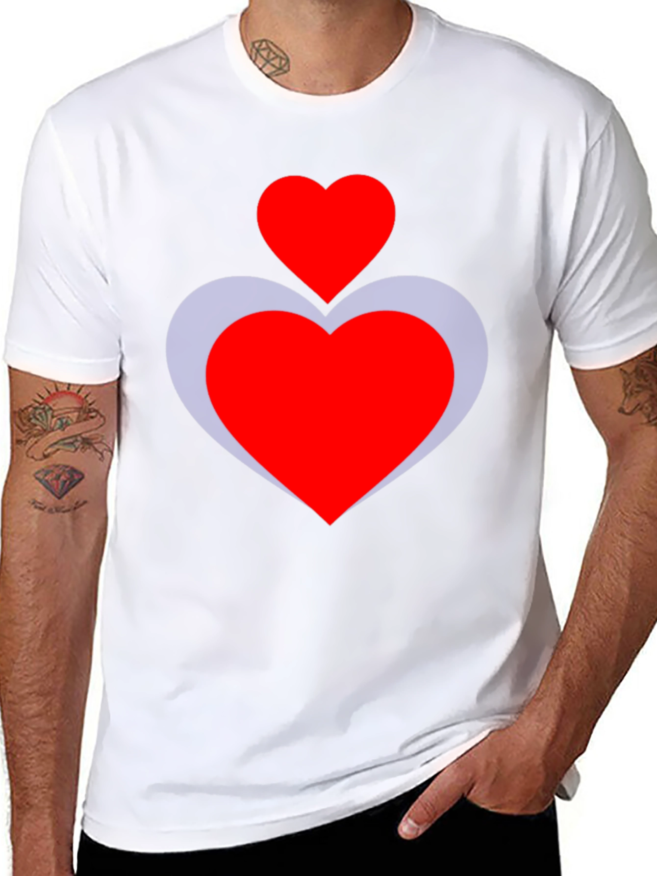 Heart Duo Graphic Tee - Stylish Black T-Shirt