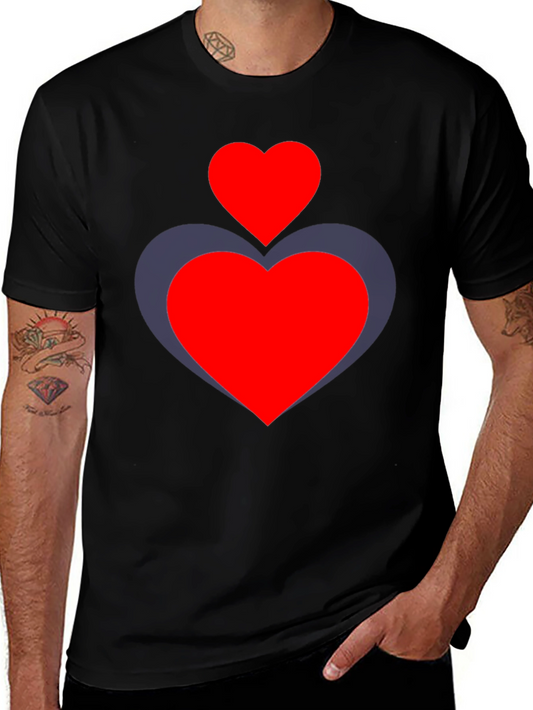 Heart Duo Graphic Tee - Stylish Black T-Shirt