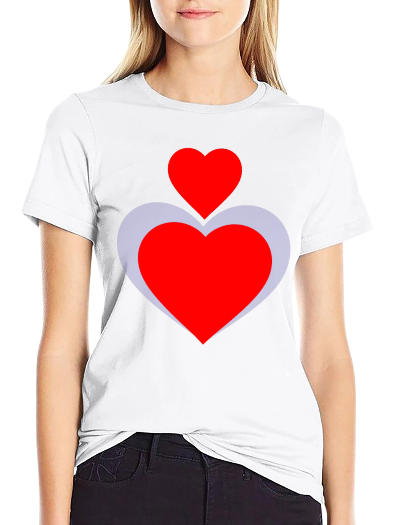 Heart Duo Graphic Tee - Stylish Black T-Shirt