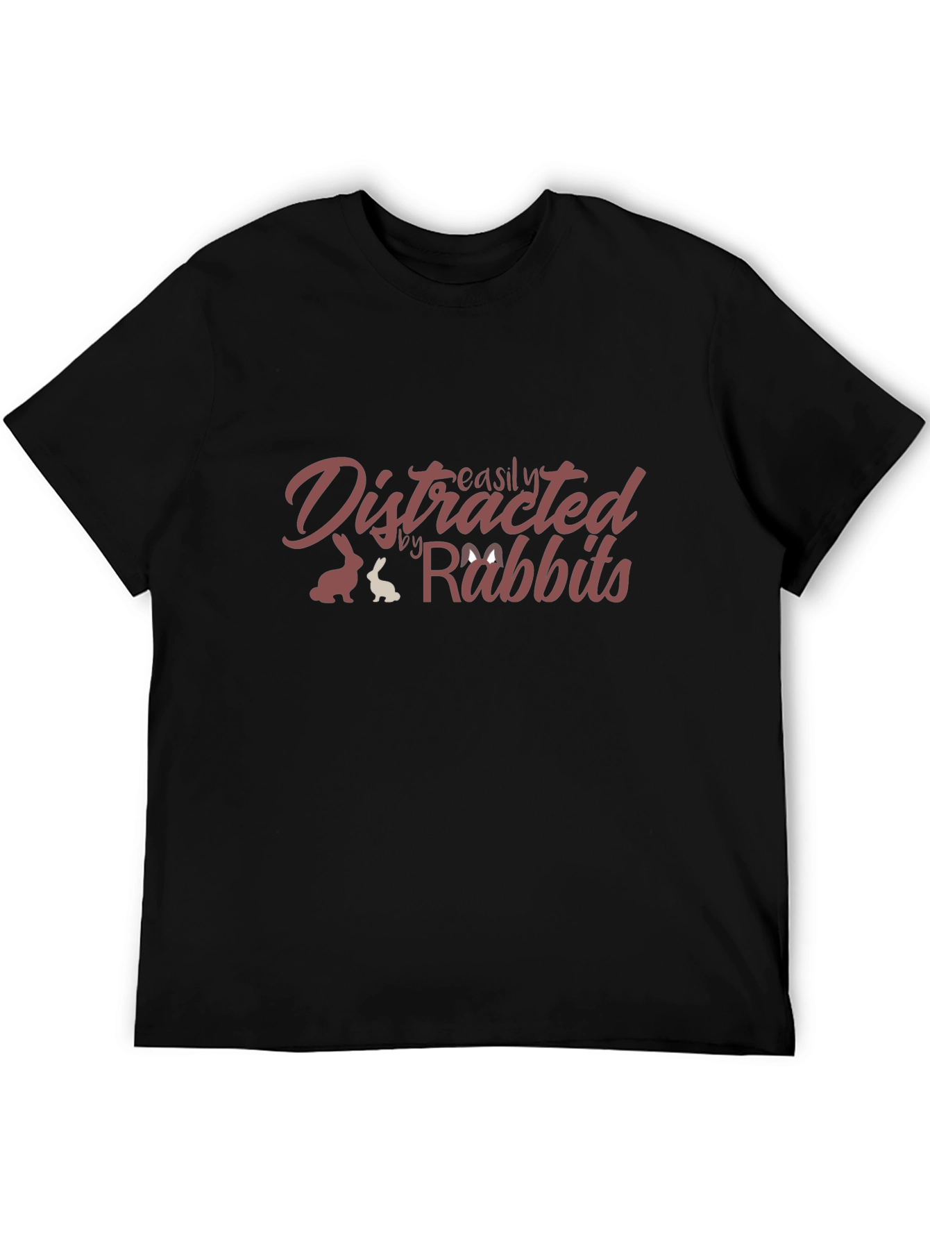 Easily Distracted By Rabbits Black Graphic Tee