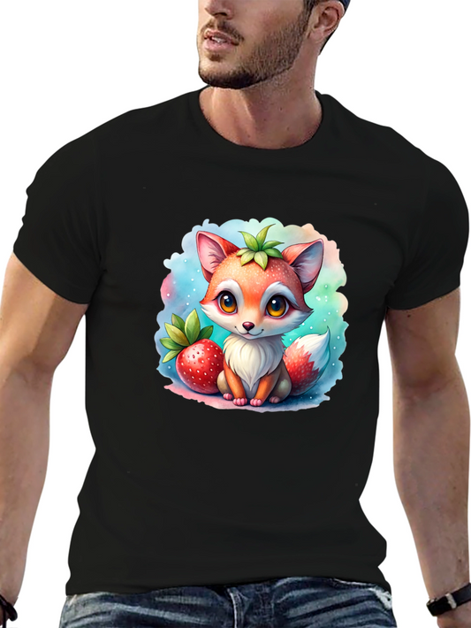 Cute Cartoon Fox Strawberry T-Shirt