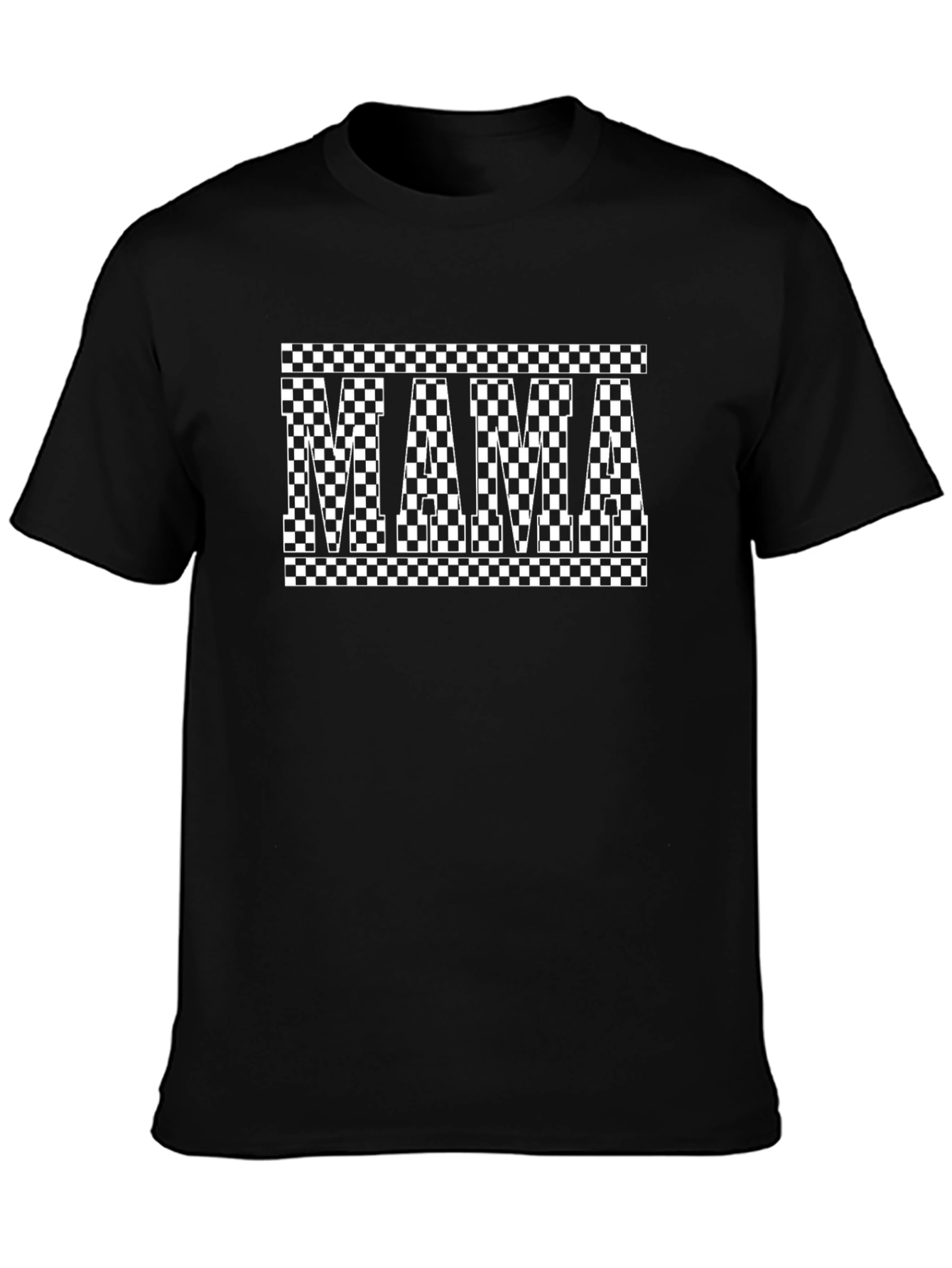 Mama Checkerboard Graphic Tee - Cool Mom Style