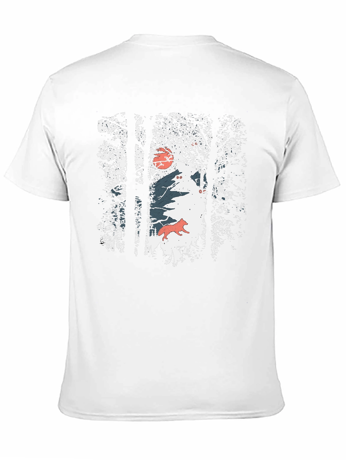 Nature Wolf Graphic Print Black T-Shirt