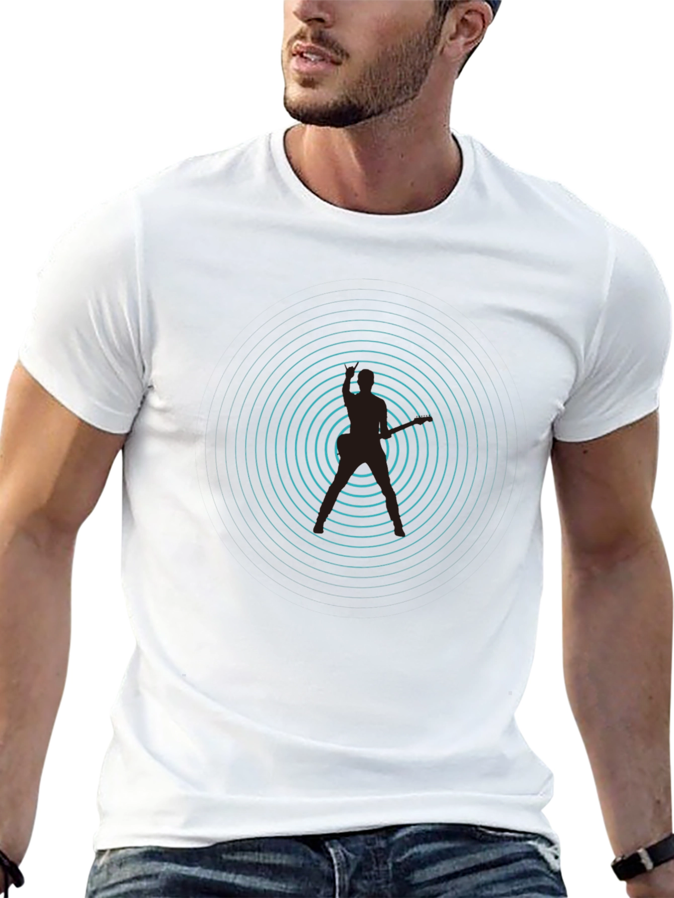 Rhythmic Pulse Graphic Tee - Black