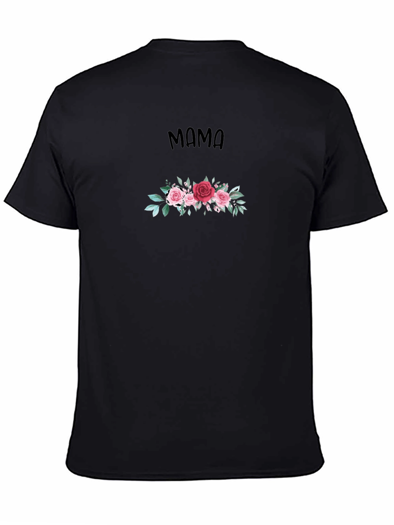 Mama Floral Graphic Tee - Black Cotton T-Shirt