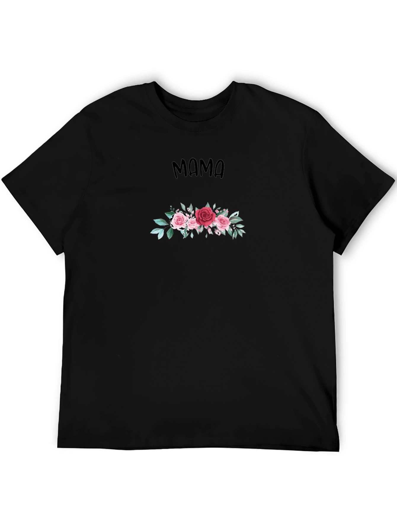 Mama Floral Graphic Tee - Black Cotton T-Shirt