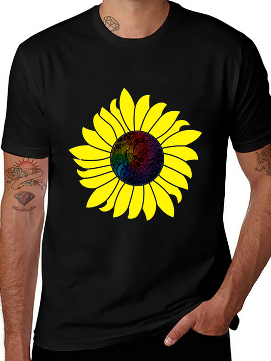 Sunflower Graphic Print Black T-Shirt