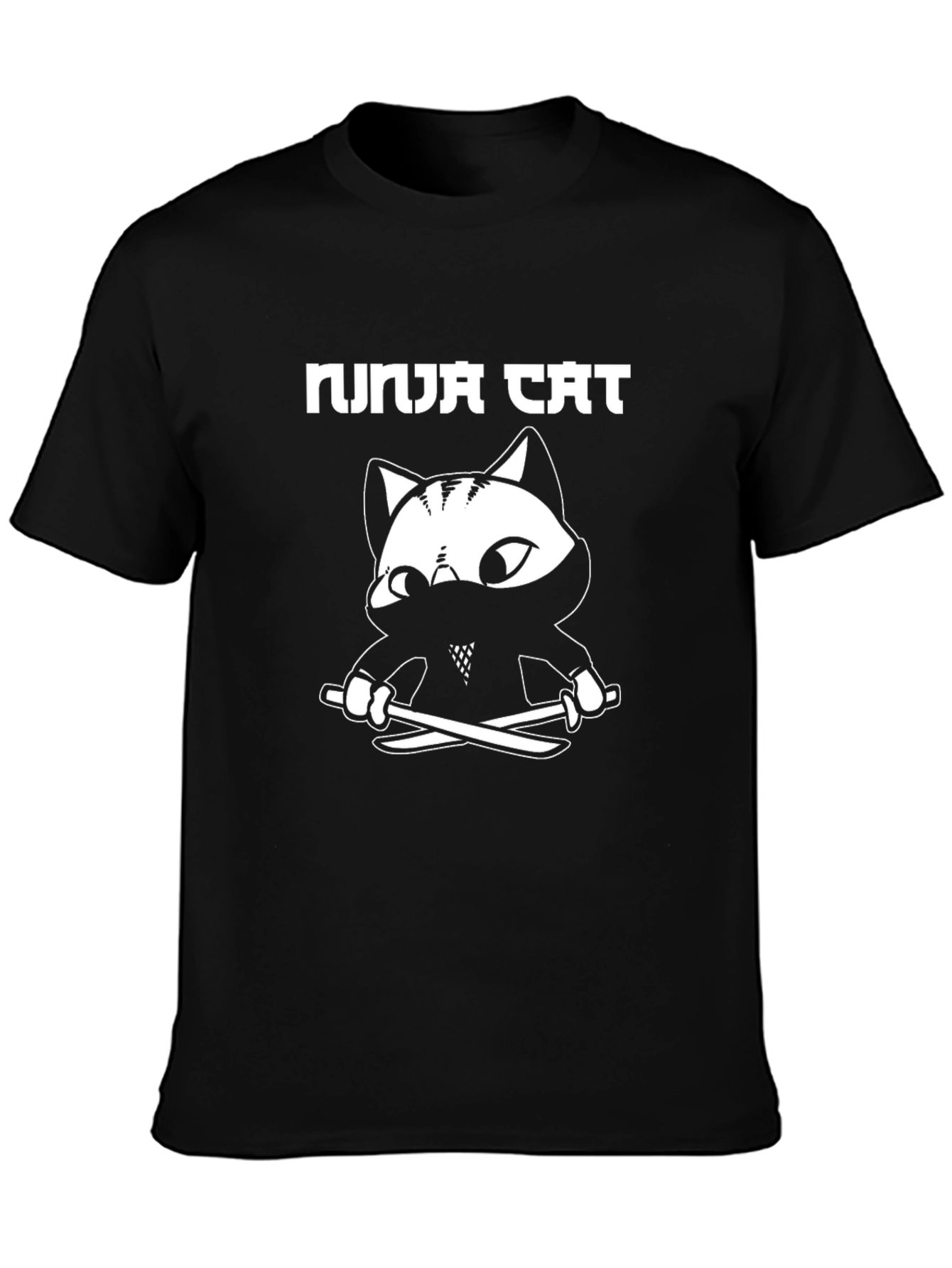 Ninja Cat Graphic Tee - Black Cotton Blend