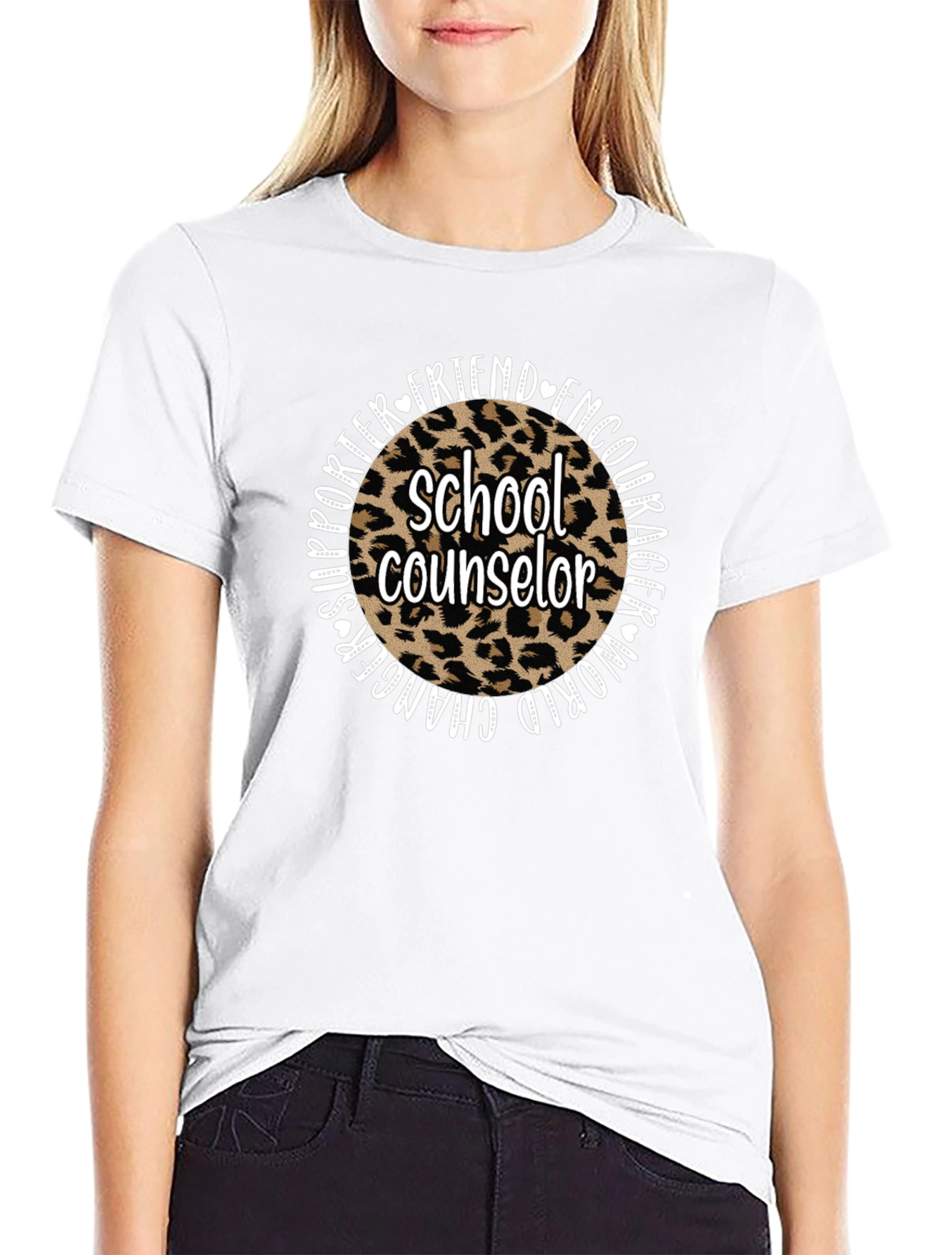 School Counselor Leopard Print Graphic Tee