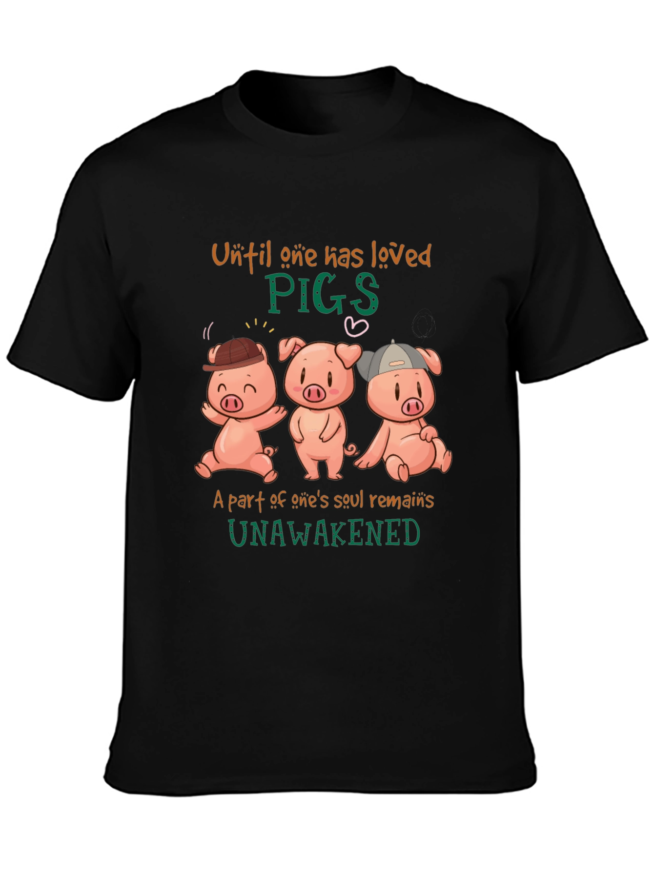 Cute Pig Graphic T-Shirt - Unisex Black Tee