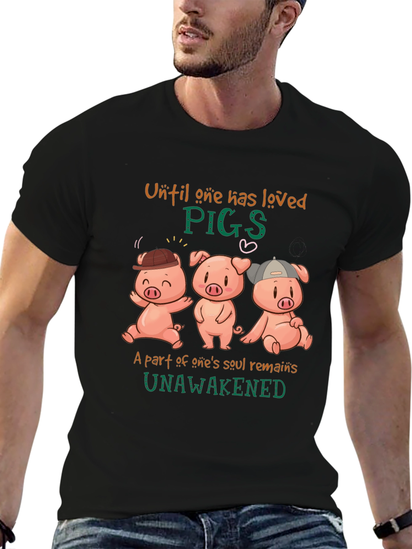 Cute Pig Graphic T-Shirt - Unisex Black Tee