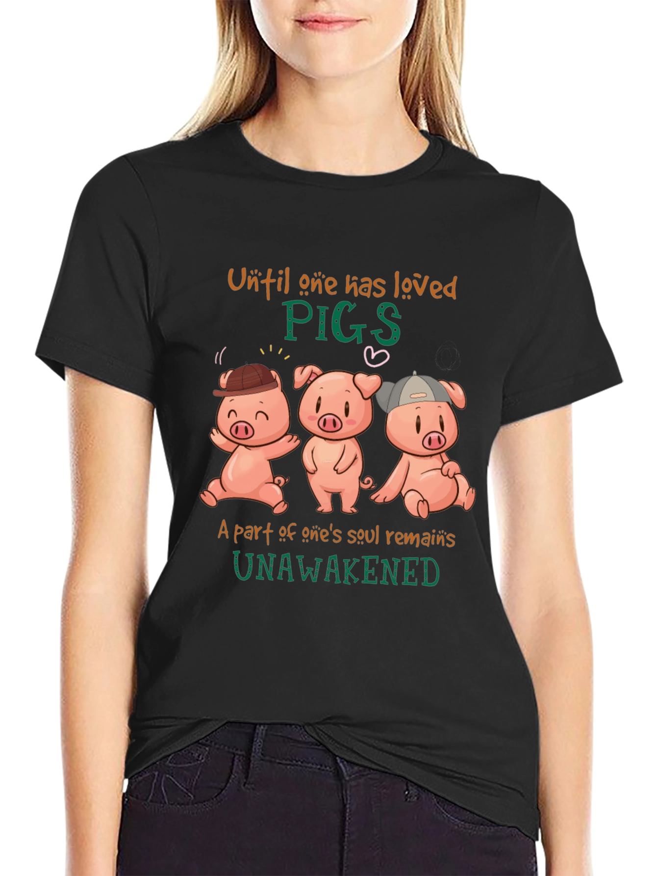 Cute Pig Graphic T-Shirt - Unisex Black Tee