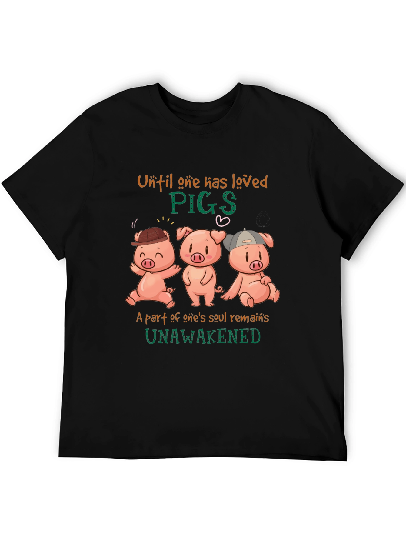 Cute Pig Graphic T-Shirt - Unisex Black Tee