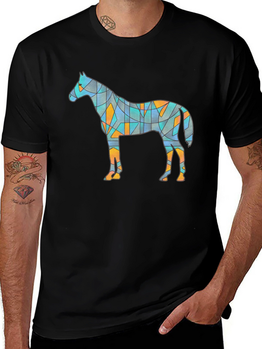 Geometric Horse Graphic Tee - Unique Artistic Design