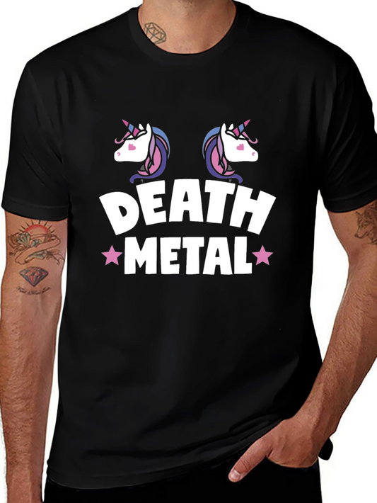 Unicorn Death Metal Graphic Tee - Black Cotton T-Shirt