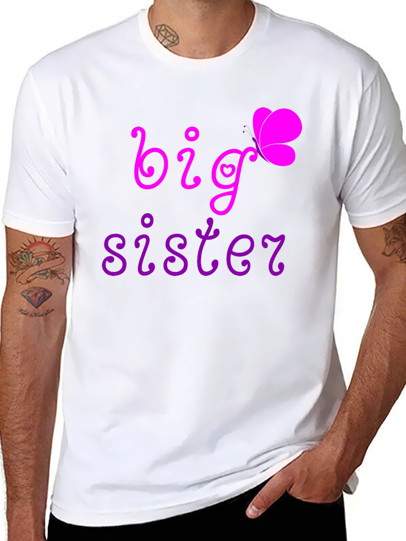 Big Sister T-Shirt Butterfly Design
