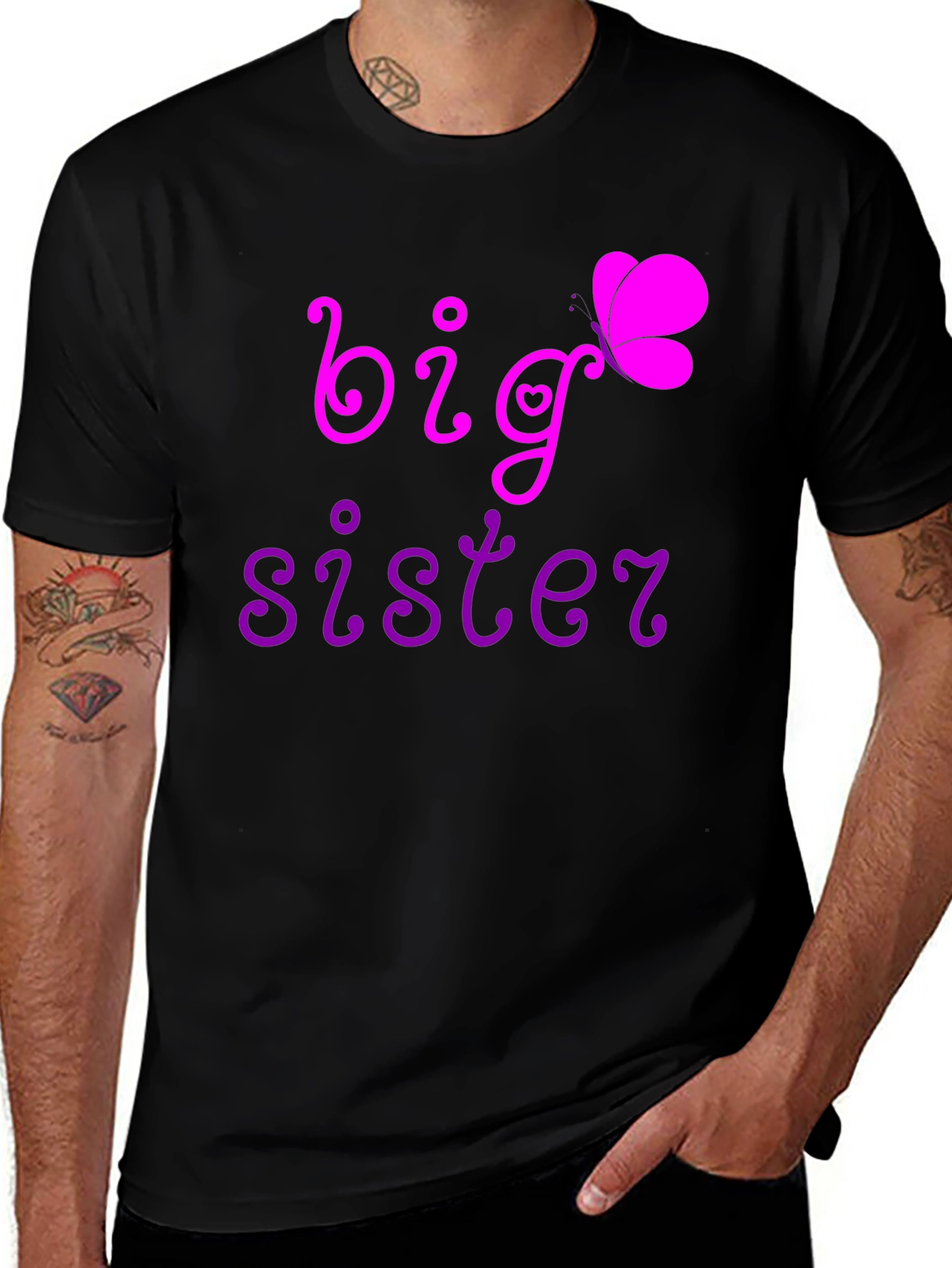 Big Sister T-Shirt Butterfly Design