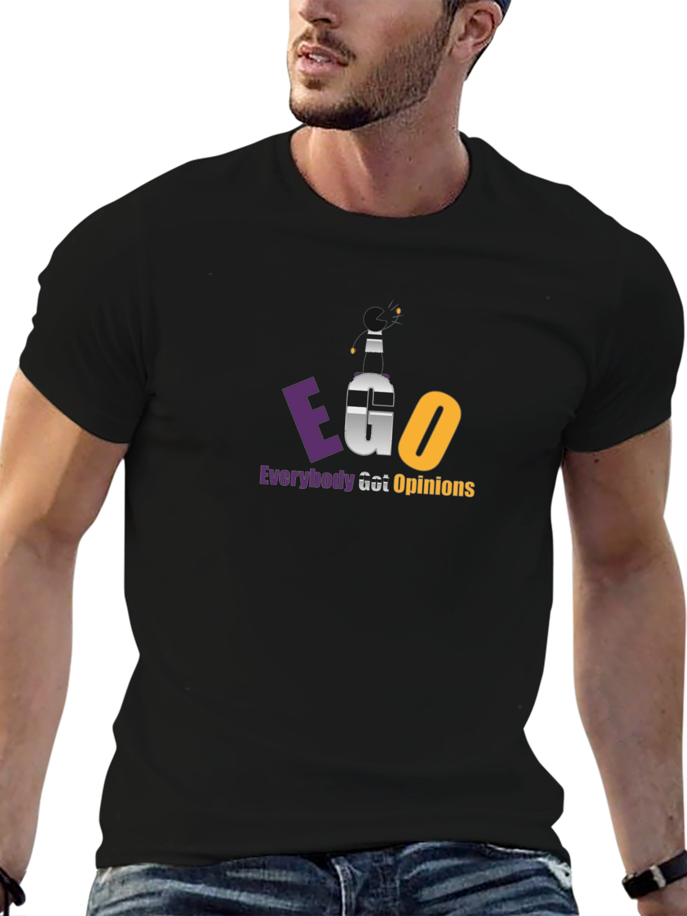 EGO Everybody Got Opinions Black T-Shirt