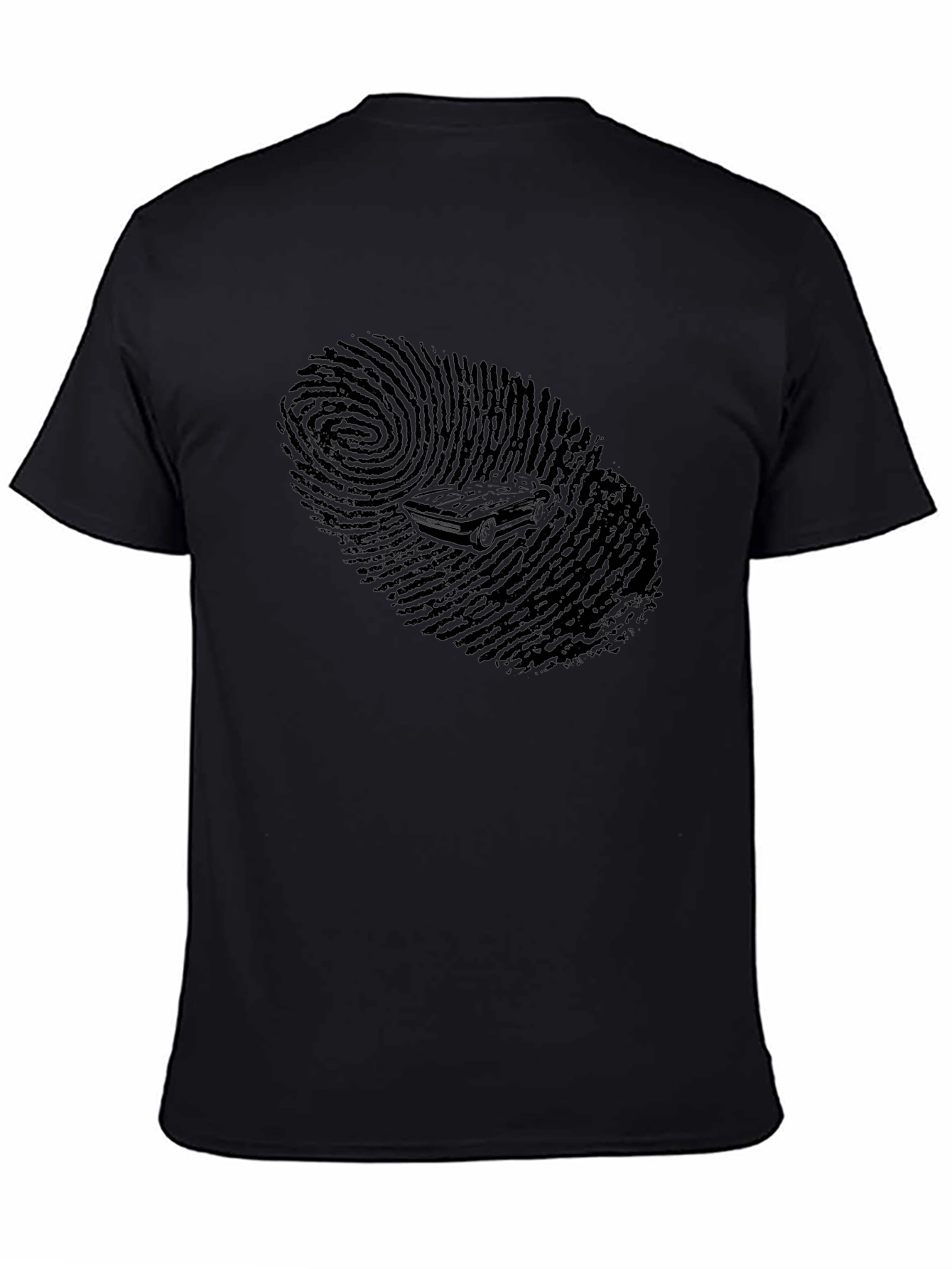 Cool Black Fingerprint Car Graphic T-Shirt