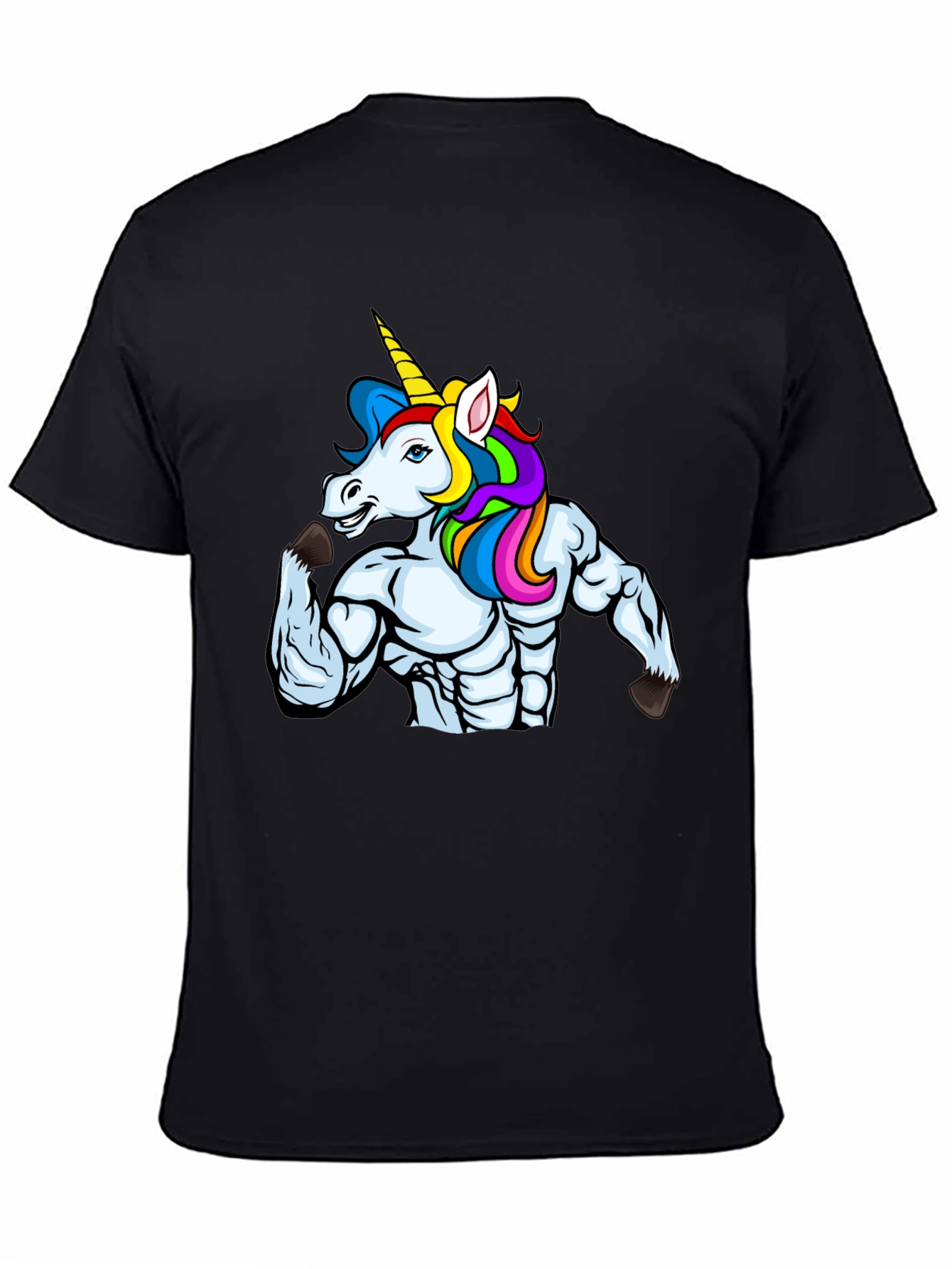 Muscular Unicorn Graphic Black T-Shirt