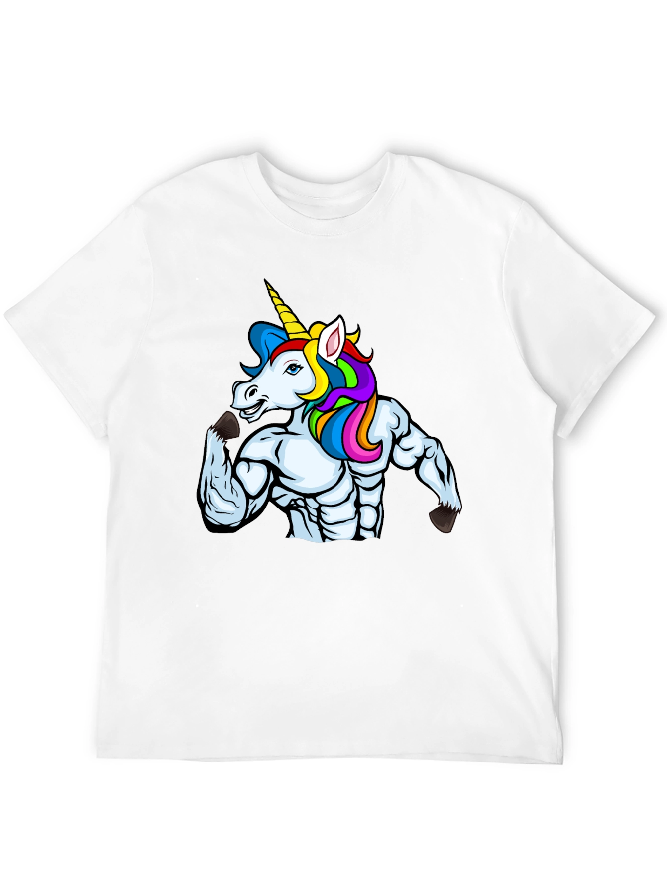 Muscular Unicorn Graphic Black T-Shirt