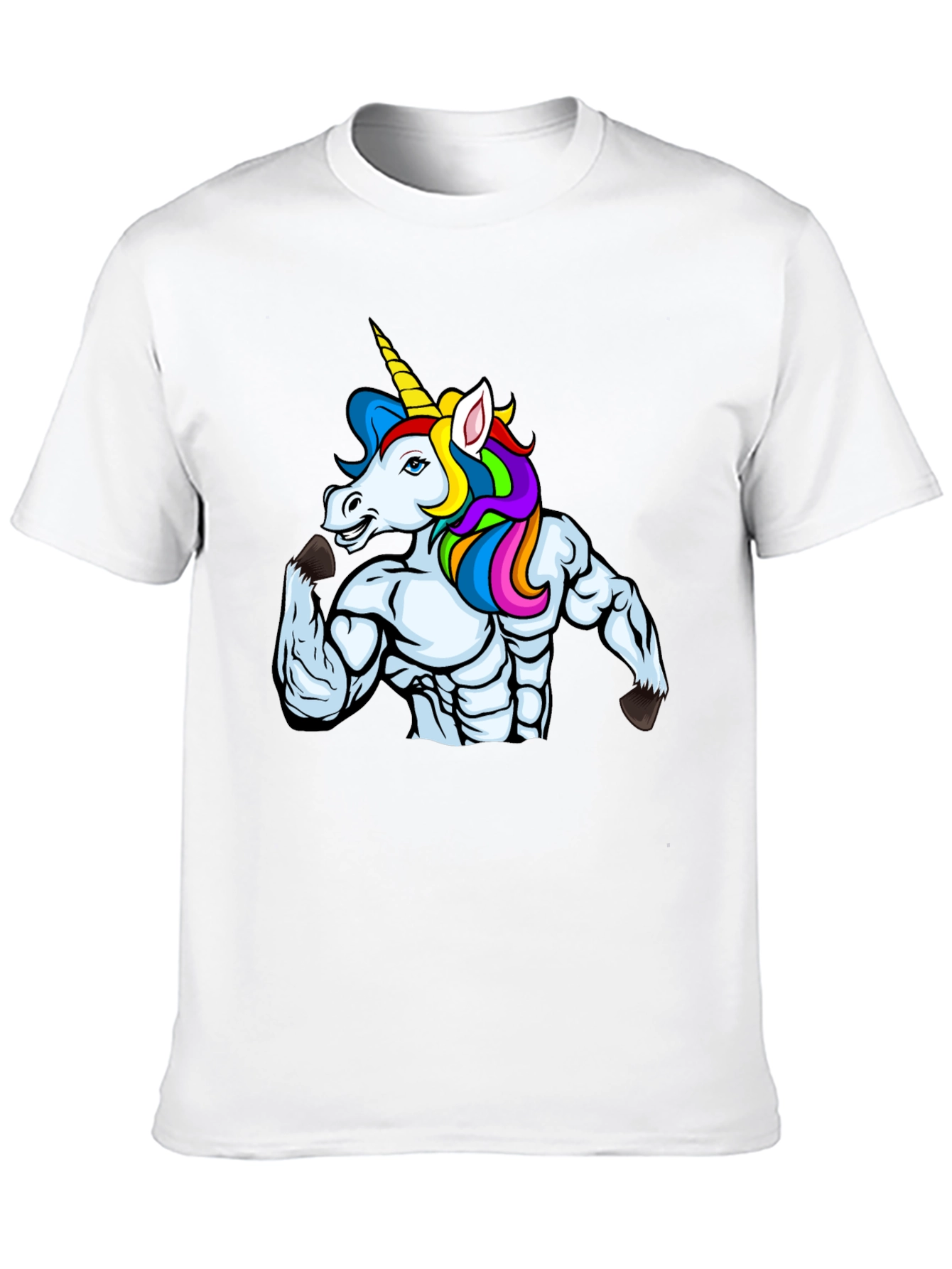 Muscular Unicorn Graphic Black T-Shirt