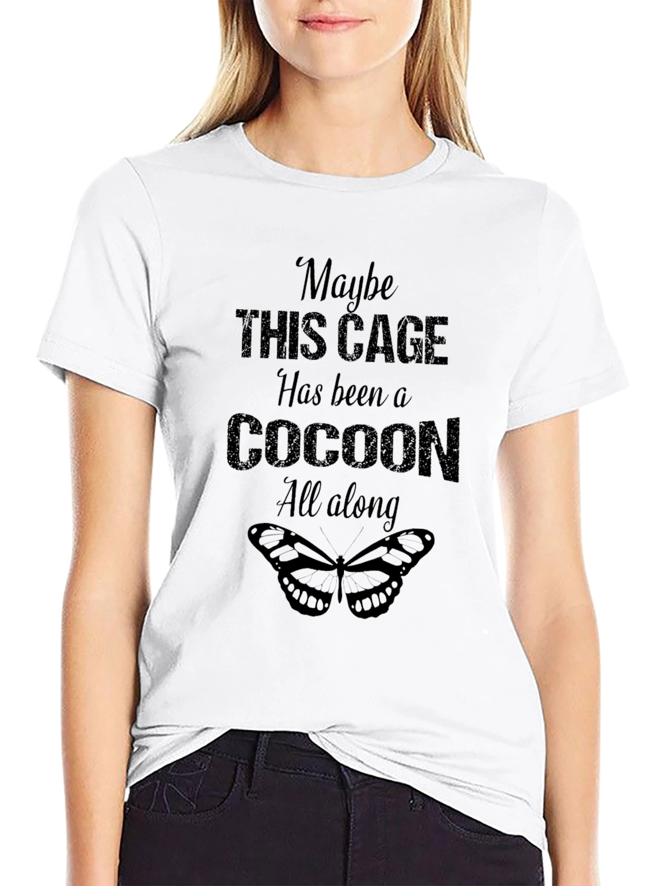 Maybe This Cage T-Shirt - Cocoon Butterfly