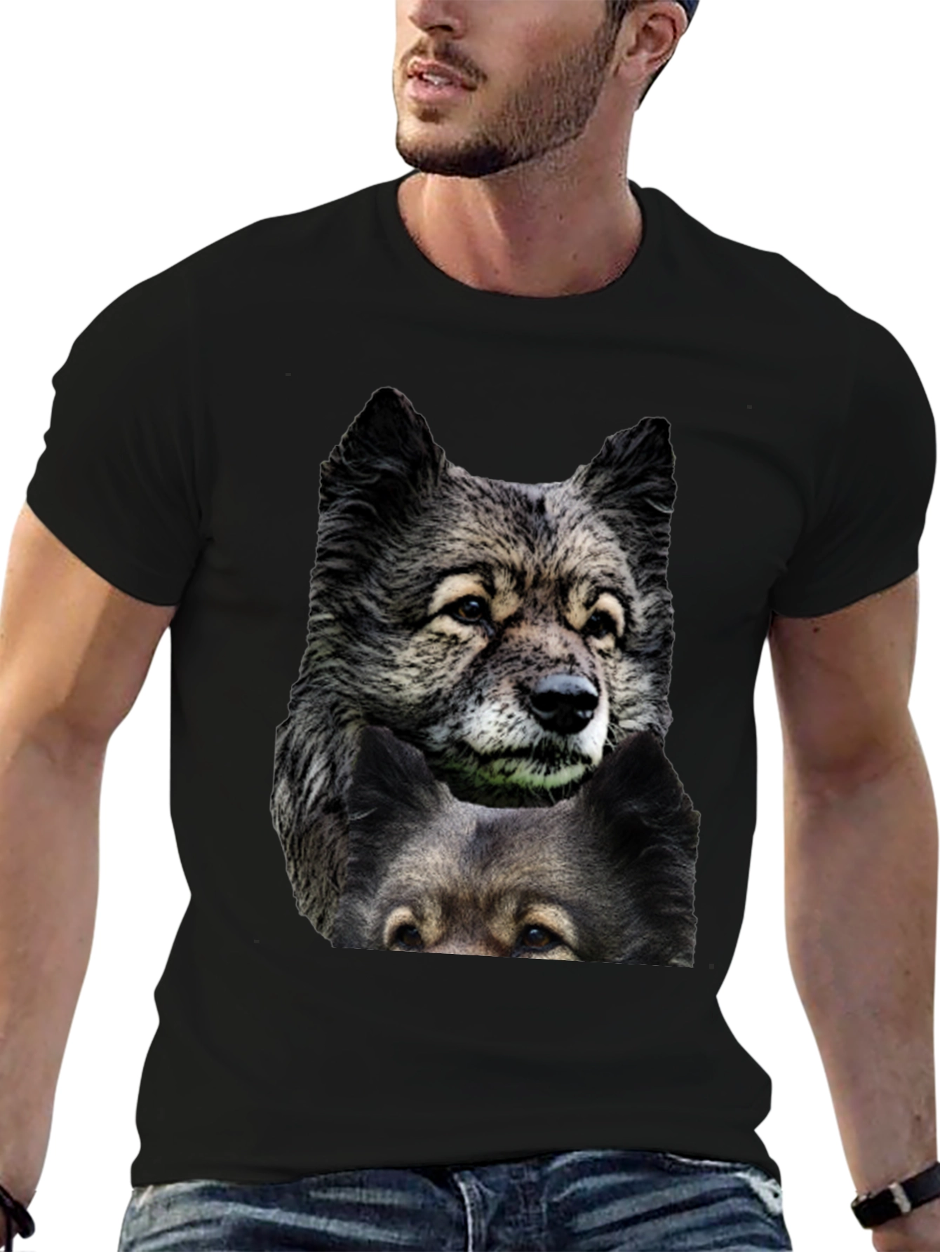 Dog Graphic Print T-Shirt | Mens Black Tee