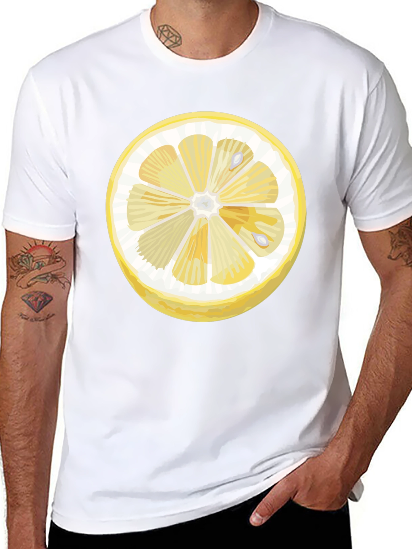 Lemon Slice Graphic Black T-Shirt
