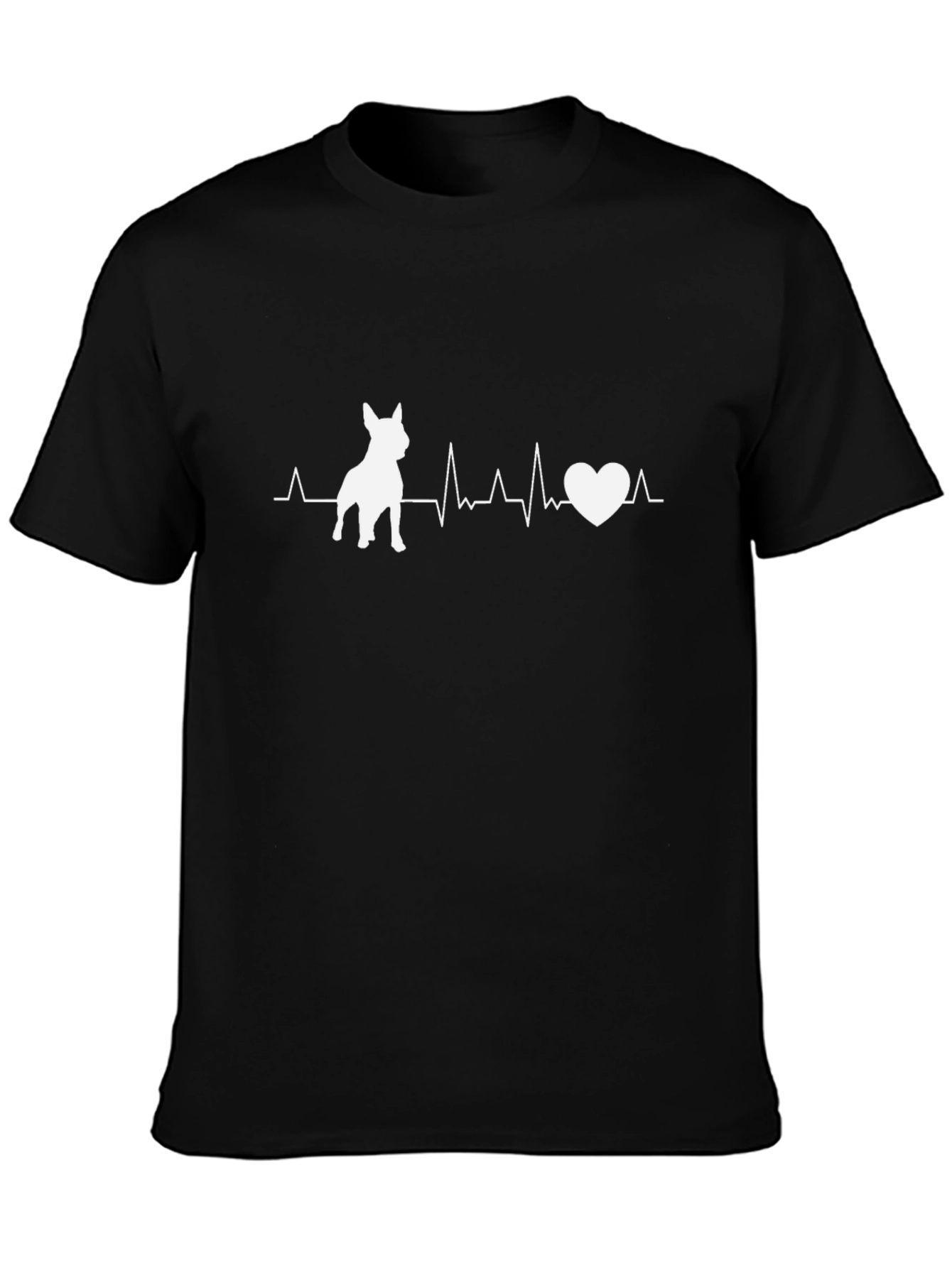 Dog Lover Heartbeat Graphic T-Shirt - Black